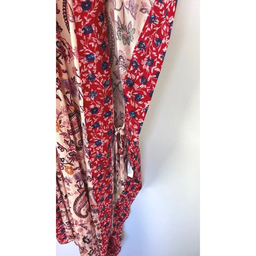 Artesia Paisley Floral Kimono XL/XXL Red Pink Boho Hippie Gypsy Eclectic Artsy